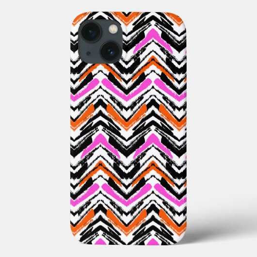 Coques Case-Mate iPhone Motif Chevron Noir, Orange Et Rose (Verso)