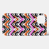 Coques Case-Mate iPhone Motif Chevron Noir, Orange Et Rose (Verso (horizontal))