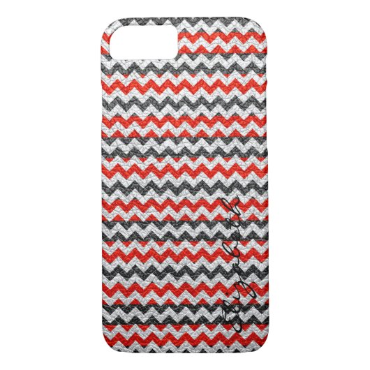 Coques Case-Mate iPhone Motif Chevron rouge cuir (Dos)