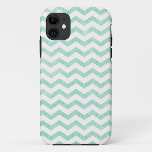 Coques Case-Mate iPhone Motif chevron vert menthe et blanc (Dos)