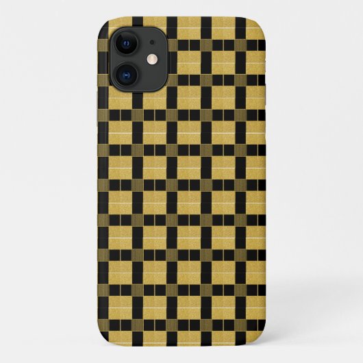 Coques Case-Mate iPhone Motif chic Gold et noir à damier (Dos)