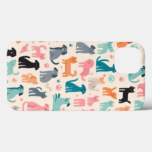Coques Case-Mate iPhone Motif chien et chat sans couture (Verso (horizontal))