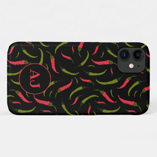 Coques Case-Mate iPhone Motif Chili Peppers sur noir (Dos (Horizontal))