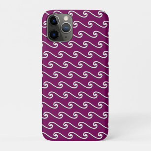 Etui iPhone Case-Mate Motif chinois à vagues - blanc sur aubergine viole