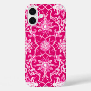 iPhone 16 Plus Case Motif chinois Art nouveau - Fuchsia rose