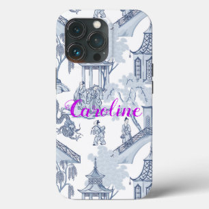 Case-Mate iPhone Case Motif Chinoiserie bleu et blanc avec Monogramme