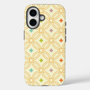 Coques iPhone 16 Motif circulaire à verrouillage géométrique rétro