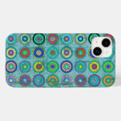 Coques Case-Mate iPhone Motif circulaire bleu Grungy Retro (Verso (horizontal))