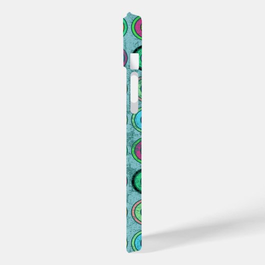 Coques Case-Mate iPhone Motif circulaire bleu Grungy Retro (Verso / Gauche)