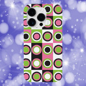 Coques Case-Mate iPhone Motif circulaire rétro rose noir blanc vert