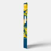 Coques Case-Mate iPhone Motif citron bleu-jaune monogramme (Verso / Droite)
