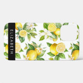 Coques Case-Mate iPhone Motif citron, Fleurs de citron, Feuilles, Votre No (Verso (horizontal))