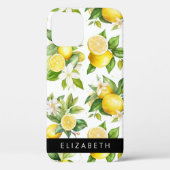 Coques Case-Mate iPhone Motif citron, Fleurs de citron, Feuilles, Votre No (Verso)