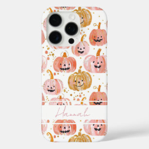 Coques iPhone 16 Pro Motif Citrouille aquarelle avec nom
