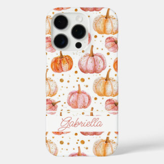 Coques iPhone 16 Pro Motif Citrouille aquarelle avec nom