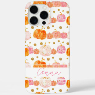 Coques iPhone 16 Pro Max Motif Citrouille aquarelle avec nom