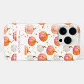Coques Case-Mate iPhone Motif Citrouille aquarelle avec nom (Verso (horizontal))