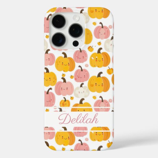 Coques Case-Mate iPhone Motif Citrouille aquarelle avec nom (Verso)