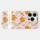 Coques Case-Mate iPhone Motif Citrouille aquarelle avec nom (Verso (horizontal))