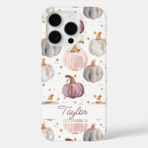 Coques iPhone 16 Pro Motif Citrouille aquarelle avec nom