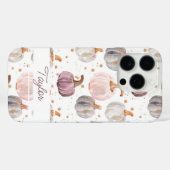 Coques Case-Mate iPhone Motif Citrouille aquarelle avec nom (Verso (horizontal))