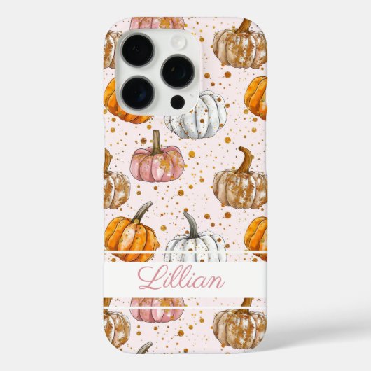Coques Case-Mate iPhone Motif Citrouille aquarelle avec nom (Verso)