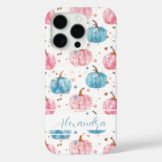 Coques Case-Mate iPhone Motif Citrouille aquarelle avec nom (Verso)