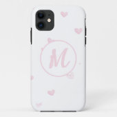 Coques Case-Mate iPhone Motif Coeur rose Fille Romantique Monogramme (Dos)