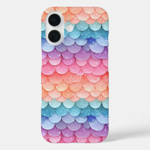 Coques iPhone 16 Motif coloré de l'échelle de sirène