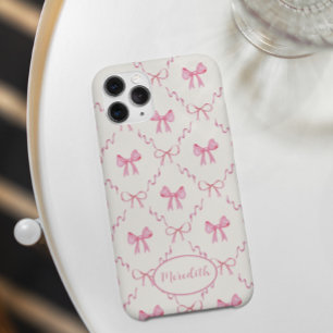 Coque Pour iPhone 15 Motif Coquette de Trellis de Bow rose