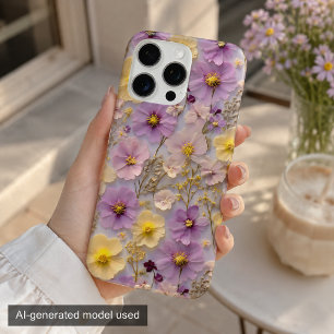 Coques iPhone 16 Pro Max Motif Cottagecore Fleur Sauvage Pressée Pastel