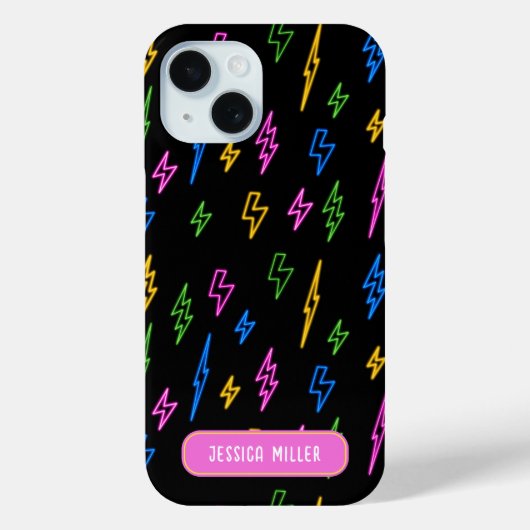 Coques Case-Mate iPhone Motif couleur 80's Neon Lightning (Verso)