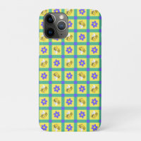 Motif d'abeille et de fleur de dessin animé mignon