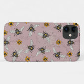 Coques Case-Mate iPhone Motif d'abeille et de fleurs rose rose (Dos (Horizontal))