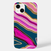Coques Case-Mate iPhone Motif d'agate rose et bleu (Verso)