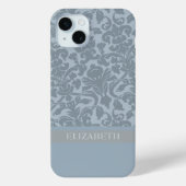 Coques Case-Mate iPhone Motif Damas avec Monogramme - bleu (Verso)