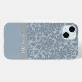 Coques Case-Mate iPhone Motif Damas avec Monogramme - bleu (Verso (horizontal))
