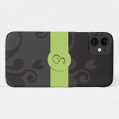 Coques Case-Mate iPhone Motif Damas, Damas gris, Monogramme (Dos (Horizontal))