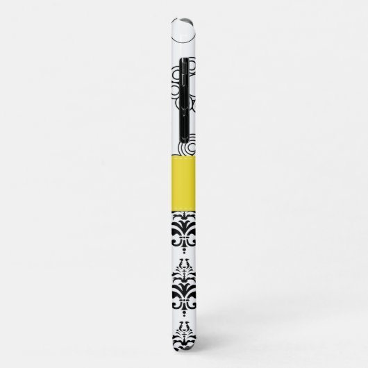 Coques Case-Mate iPhone Motif Damas, Damas noir et blanc, Monogramme (Dos/Gauche)