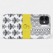 Coques Case-Mate iPhone Motif Damas, Damas noir et blanc, Monogramme (Dos (Horizontal))