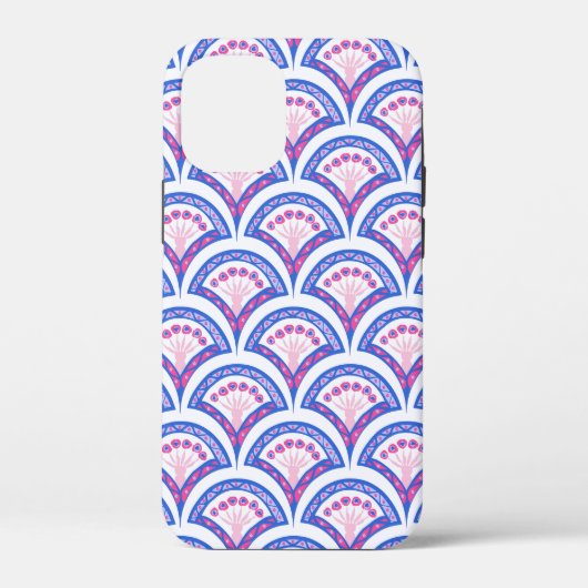 Coques Case-Mate iPhone motif damassé floral bleu (Verso)