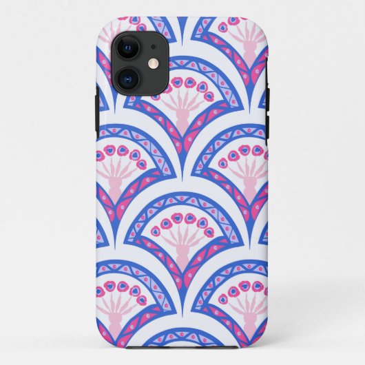 Coques Case-Mate iPhone motif damassé floral bleu (Dos)