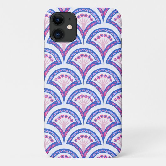 Coques Case-Mate iPhone motif damassé floral bleu (Dos)
