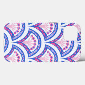 Coques Case-Mate iPhone motif damassé floral bleu (Verso (horizontal))