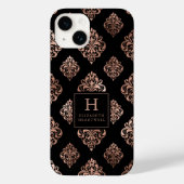 Coques Case-Mate iPhone Motif Damassé Orné Monogramme Or Noir (Verso)