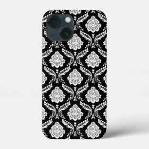 Case-Mate iPhone Case Motif Damassé Rococo Blanc sur Fond Noir