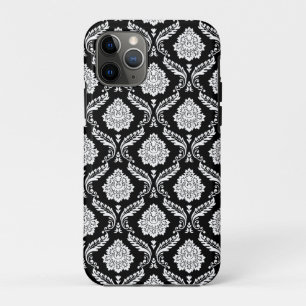 Case-Mate iPhone Case Motif Damassé Rococo Blanc sur Fond Noir