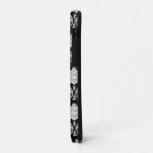 Coques Case-Mate iPhone Motif Damassé Rococo Blanc sur Fond Noir (Dos/Gauche)