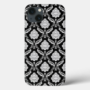 Case-Mate iPhone Case Motif Damassé Rococo Blanc sur Fond Noir