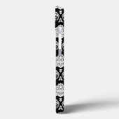 Coques Case-Mate iPhone Motif Damassé Rococo Blanc sur Fond Noir (Verso / Gauche)